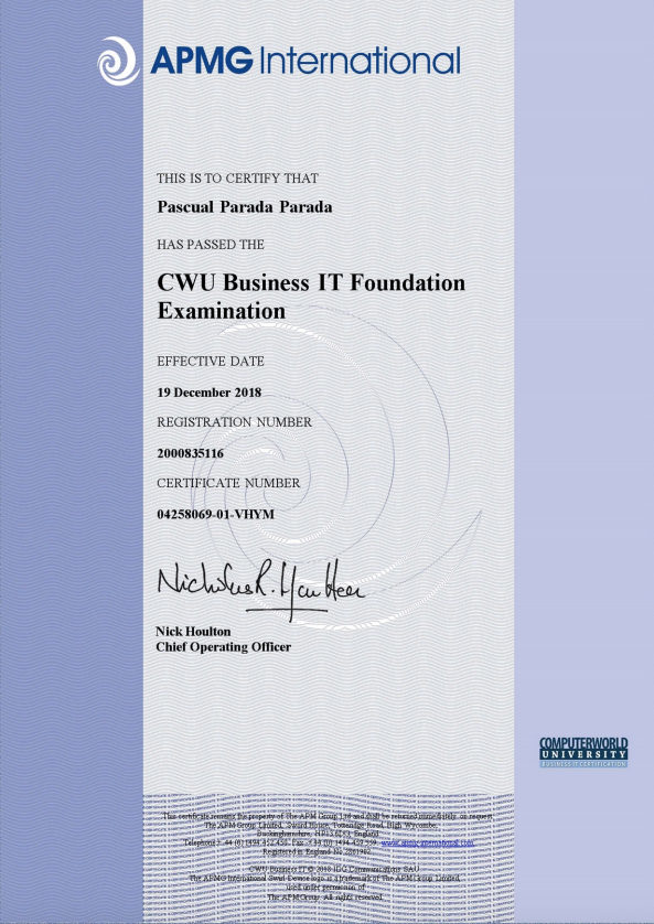 Certificado CWU Business IT